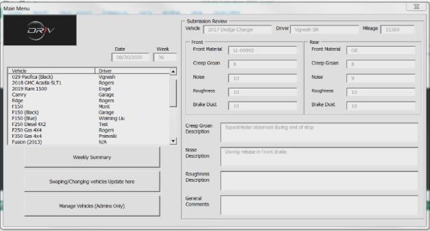 Vehicle Summary Application